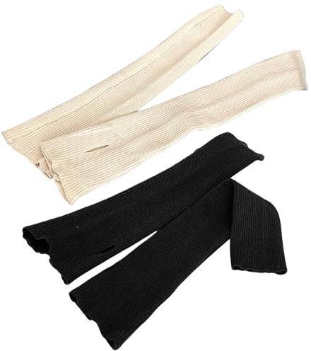 Baobiutin Armwärmwärmer Damen Armerwärmer Frauen 2 Paare warm gestrickte Armwärmer mit Daumenloch schwarz und weiß weich dehnbar, langfingerlose Handschuhe für Frauen Mädchen