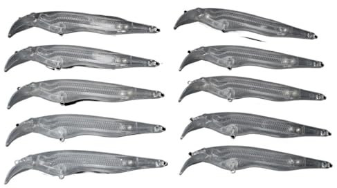 HUFFA Elritze 12 cm 11,5 g unlackierte schwimmende Hartplastik-Wobbler, Kunstköder, Rohlinge, 10 Stück