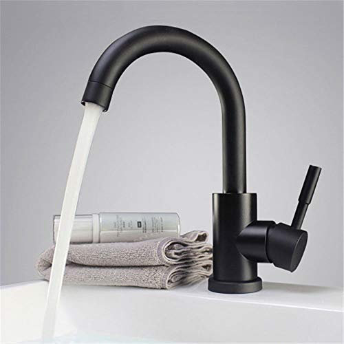 Küchenarmatur, Schwarz-Weiß-Farbe, Edelstahl 304, poliert, Badezimmer-Waschtischmischer, Doppelwaschbecken, drehbarer Waschbecken-Wasserhahn, Küchenmischer, Gefäß-Wasserhahn (Farbe: Schwarz, Größe: