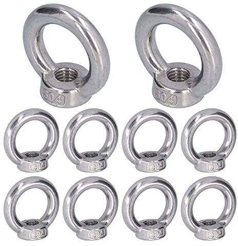 10 Uds Anillos de Tuerca de Elevación Acero Inoxidable M6 Forma Roscada para Maquinaria Forestal y Agrícola (M6)