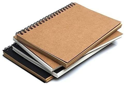 GOOPEEG Notizbuch Nachfüllbar Tagebuch 4PC Zufällige Farbe Retro Spiralgebundene Spule Skizzenbuch Blanko Notizbuch Kraft Skizzieren Papier Reisetagebuch Universitäts Notizen