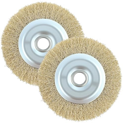 2Pcs Heavy Duty RAC814 Winter Ready Cleaning Wire Wheel Brush for Φ115mm 16mm Arbor Hole Christmas New Year Clean Up Driveway Patio Gutter Downspouts Drain Outlets Moss Algae Ice Rust Debris Removal