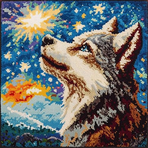 XDEGHUANGSS Juego de punto de almohada 3D con ganchos, materiales de almohada DIY, alfombra de ganchillo, cojín de hilo, juego de bordado para principiantes, funda de almohada, almohada, 43 x 43 cm