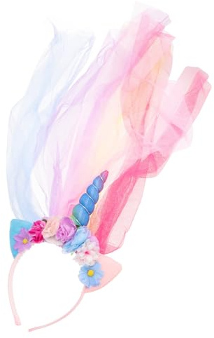 NIYANGLE Einhorn Haarreif Mit Schleier Für Mädchen Party Kopfschmuck Kinder Cosplay Geburtstagsfeier Süßes Design Rutschfest Bequem