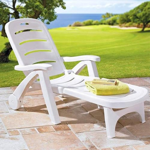 Asiwnshw Klappbarer Terrassen-Chaiselongue-Relaxsessel mit Rädern, verstellbare Außenliege, Sonnenliege, Strandstuhl, Liegestuhl für den Poolbereich, Hof, Garten, Hinterhof