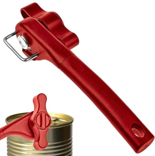 Abrelatas – Abrelatas de mano | Abrelatas laterales resistentes | Abrelatas manuales | Abrebotellas de acero inoxidable con bordes lisos de mano, perilla de giro fácil de mano para cocina