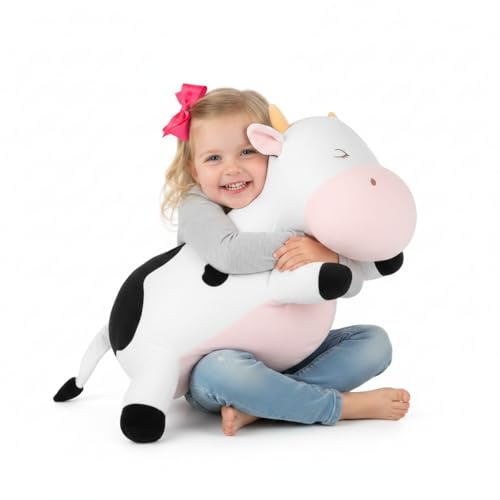 Peluche de vaca lechera pesada, juguete de peluche para ansiedad, juguete de peluche para niños y adultos, 66 cm
