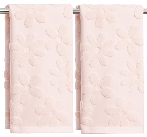 Artoid Mode Confezione da 2 asciugamani rosa 3D floreali jacquard, 100% cotone, 35 x 75 cm, morbidi assorbenti, decorazione da bagno