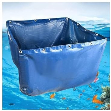Genérico Estanque para Peces de Lona de PVC Resistente de 0,45 mm con válvula de Drenaje - Piscina elevada para almacenar Agua para koi, Peces Dorados y Plantas acuáticas (2 x 4 x 1 m)