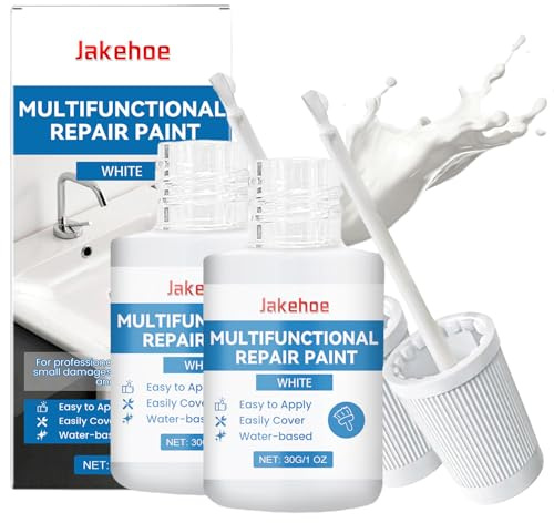 Kit de reparación de esmalte blanco 2 x 30 ml - Pintura bañera esmalte blanco y bolígrafo de retoque de azulejos para reparación de esmalte, ideal para azulejos, bañeras, lavabos, cerámica y paredes