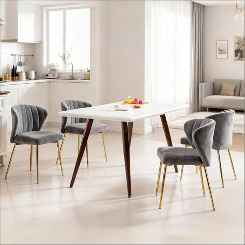 Fiximaster Esszimmerstühle 4er Set, Polsterstuhl Esszimmer modern, Samt, Küchenstuhl mit Rückenlehne, Ergonomischer Stuhl mit goldenen Beinen,Esszimmerstuhl für Wohnzimmer,Küche,Schlafzimmer