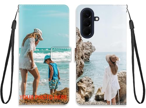 KARTXITAI Personalisierte Hülle Kompatibel mit Samsung Galaxy A57 5G,Handyhülle mit Eigenem Foto Bild Text Individuelle Schutzhülle,PU Ledertasche Flip Magnetische Case Stoßfest Hülle