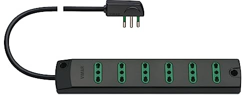 VIMAR Multiuttag 6 uttag uttag 1,5 m platt kontaktkabel 16a Svart