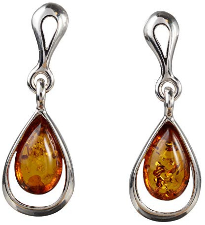 Amber Earrings - Baltic Honey Amber Dangling Earrings Julia - Sterling Silver Jewelry Collection