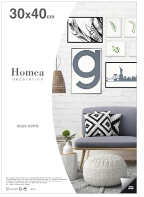 Homéa, Sous-Verre pour Photo ou Affiche 30 x H40 cm en Verre Transparent