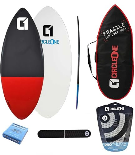 Circle One Skimboard-Paket Epoxy + Fiberglas EPS 137,2 cm - Tasche, Wachs, Tailpad & Bogenstange inklusive, rot