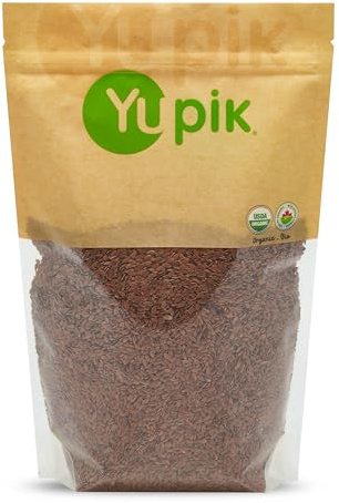 Yupik Organic Brown Flax Seeds, 2.2 lb (35.3 oz), Gluten-Free, Non-GMO, Kosher, Vegan, Raw Seeds, Rich in Omega-3, Excellent Source of Fiber, Plant-Based Protein, Ideal for Baking & Topping