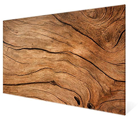 banjado Glas Magnettafel 100x100cm / Magnetwand Glas/Magnetpinnwand als Memoboard Glas/Pinnwand Magnettafel Küche, Büro, Kinderzimmer inkl. 4 Magnete & Montageset - Trockenes Holz