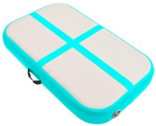 Tidyard Aufblasbare Gymnastikmatte mit Pumpe Turnmatte Tumbling Matte Training Fitnessmatte Yogamatte Tranningsmatte mit Luftpumpe Airtrack Tumbling für zuhause,Outdoor,Yoga 60x100x20 cm PVC Grün