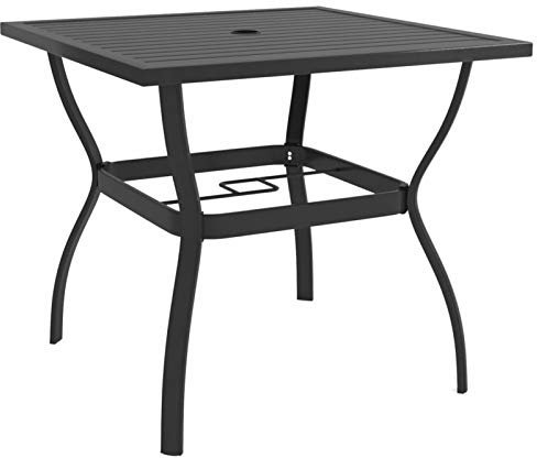 Tidyard Tavolo tavolino Quadrato in Acciaio per Esterno da Giardino terrazzo Bar Campeggio con Foro per ombrellone 81,5x81,5x72 cm Antracite