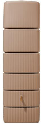 4rain Slim Regentonne 330 Liter Taupe - Wandtank, Wassertank, Fass, Regenfass, Wasserbehälter, Regenwassertonne, Wasserfass, Wassertonne, Wassertonnen für Garten, Regenwassertank