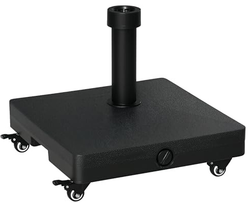 Outsunny Pied de Parasol Base de lestage Parasol carré 4 roulettes dim. 45L x 45l x 39H cm HDPE Noir