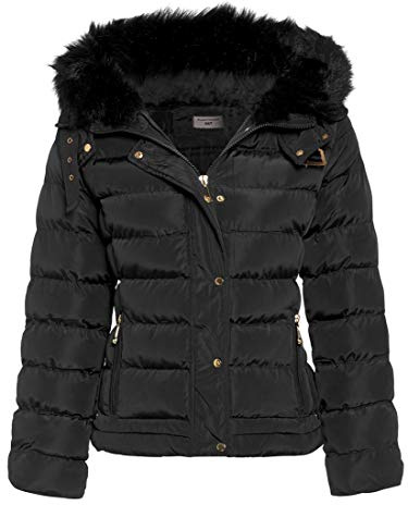 SS7 Women's Padded Winter Jacket, Sizes 8 to 16 (UK - 8, Black)