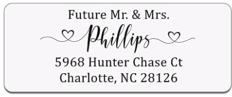Personalized Return Address Labels Wedding - Set of 240 Elegant Custom Mailing Labels for Envelopes, Self Adhesive Flat Sheet Personalized Name Stickers for Wedding Invitations (Heart 2 - Clear)