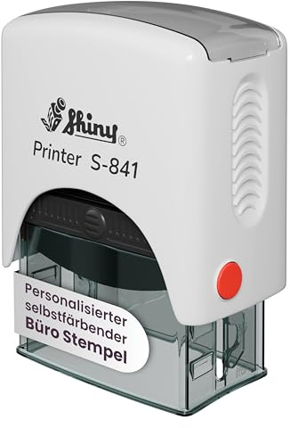 Just Refine selbstfärbender Stempel – 7 Größen – 3 Zeilen – personalisierbar – mit integriertem Stempelkissen – Gehäuse Weiß oder Schwarz – Kissen austauschbar – für Büro + privat (14 x 38 mm)
