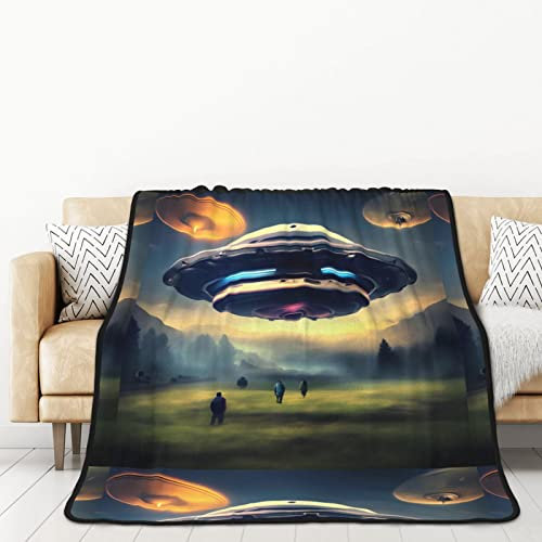 TORONG Doppelseitige Flanell-UFO-Landungsdecke für Erwachsene, für Auto, Bett, Nickerchen, warm, bequeme Decke