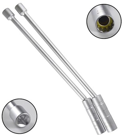 YKUKIZEE 2 Pack 14 mm & 16 mm Swivel Magnetic Spark Plug Socket Wrench 35cm Long, 12 Point Rotatable Spark Plug Removal Tool Universal Joint, Flexible Spark Plug Spanner Thin Wall for Auto Car