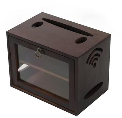 BinOxy Kabelboxen Desktop-WLAN-Router-Aufbewahrungsbox aus massivem Holz, Set-Top-Box-Aufbewahrungsregale, große Plug-Board-Box Steckdosenbox (Color : C)
