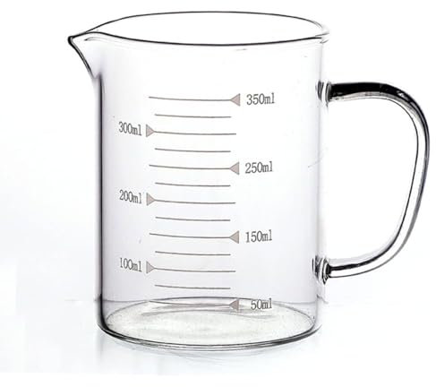 Tasse à mesurer Tasse graduée de 350ml, tasse à mesurer le liquide, bécher doseur en verre, tasse à lait, tasse à café pour la cuisine ou le Restaurant, facile à lire