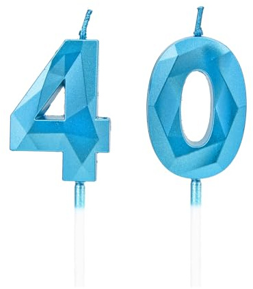 DTXLX Blue Number 40 Birthday Candles Cake Decoration | 40th, Happy, Toppers, for, Parties, Weddings, Company, Anniversaries