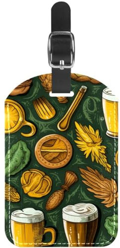 Gepäckanhänger,Gepäckanhänger für Koffer,Rucksack Kofferanhänger,1-Pc,Bier-Essen-Cartoon-Tisch