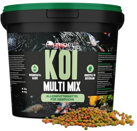 Teichzeit Koi Multi Mix | Fischfutter für Koi | Schwimmendes Teichfutter | Futter Pellets für Gartenteich Fische | 15kg