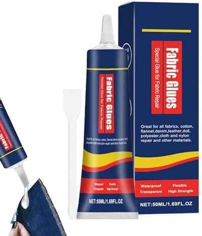 Kixolazr Stoffkleber, Stoffschmelzkleber,50 ml transparenter Kleiderkleber - 24 Stunden trockener, wasserfester, permanenter Stoffschmelzkleber für Nylon, Stoffpuppen, Puppenreparatur, Denim,