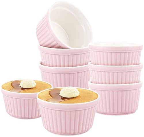 AKOLAFE Juego de 6 cuencos de cerámica para souffle, aptos para horno, 200 ml, cerámica, pequeño, 9 x 5 cm, para quiche, para tartas, microondas, lavavajillas y horno