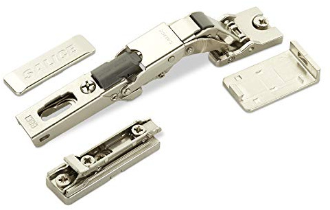 2er Set Salice Push Open Universalscharnier 110° für Glas- und Spiegeltüren | inkl. Linearplatte Höhe 3 mm mit Euroschrauben, Exzenterverstellung, Glastürscharniere mit Abdeckkappen