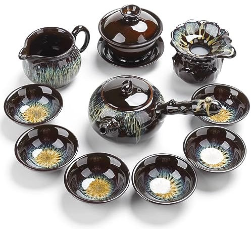 XaEjNzwDT Tetera marroqui teteras para te Juego de te Juego de té de cerámica Kung Fu, Juego de Caja de Regalo de Taza de té de Tetera para el hogar(Color:G,Size:)
