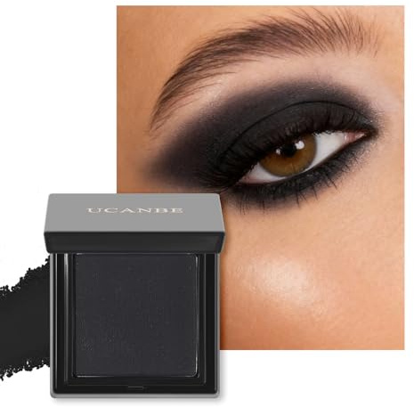 UCANBE Black Single Eyeshadow Palette, Highly Pigmented Matte Eye Shadow Powder, Professional Long-Lasting Waterproof Makeup Palette