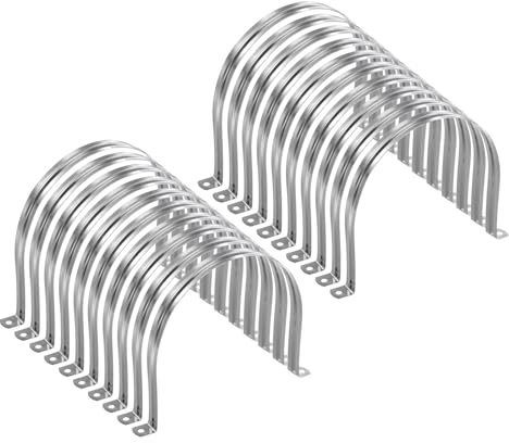 sourcing map 20 pièces colliers de conduit 6 5/16 pouces 160mm, collier de tuyau en U M160, sangle de tuyau rigide en acier inoxydable, support en forme de U avec deux trous pour fixation de tuyau
