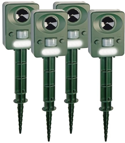 EXBUSTER Difesa degli Animali: Repellente per Animali a ultrasuoni Solare USB, Pannello Solare, Batteria (Repellente per ratti, Dispositivo Anti-Faina, Cane)