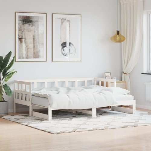 Buzaza Tagesbett Ausziehbar Weiß 90x190 cm Bett Ausziehbar Bett Zum Ausziehen Ausziehbares Tagesbett Bett Sofa Massivholz Kiefer