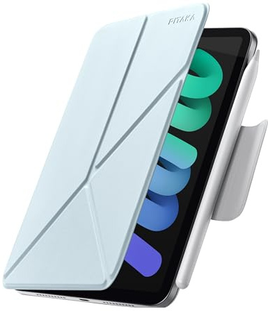 pitaka Hülle für iPad mini 7/6 mit Stifthalter Magnetisch Folio 2 Hellblau | Hülle für iPad Mini 7/6 & A17 Pro 2024 Ultraleichte iPad Schutzhülle mit Stifthalter Mehrwinkliger Stand us PU Leder