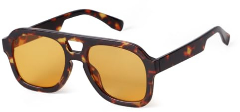 ADEWU Pilot - Occhiali da sole da donna e uomo, stile retrò anni '70, stile vintage, doppia punta, grandi occhiali da sole, Havana-orange