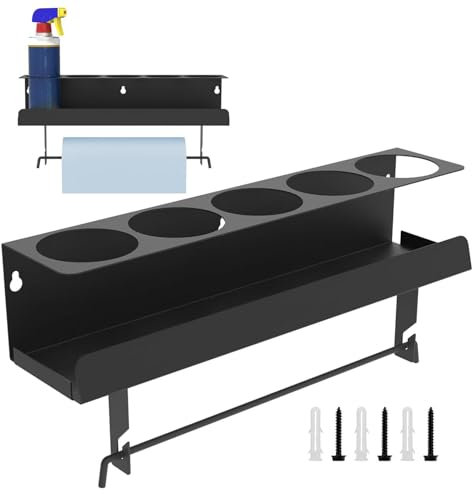 Porte-objets pour bouteilles de peinture - Porte-objets mural à 5 trous, porte-objets de conception à 5 trous pour réservoir aérosol, aérosol, vaporisateur, bouteille de peinture, serviette en papier