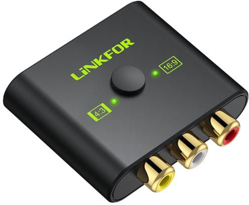 LiNKFOR Convertitore da RCA a HDMI 1080P/720P, Convertitore da AV a HDMI Supporta Conversione 16:9/4:3 con 1m/3ft Cavo di Alimentazione USB Adattatore Audio Video Composito CVBS per Wii/PS1/PS2/N64