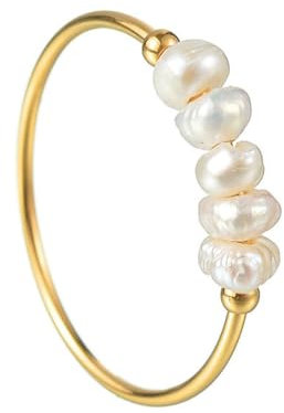 Caiduoduo Titan Stahl Perlenring Damen Nische Luxus Retro Edelstahl offener Ring