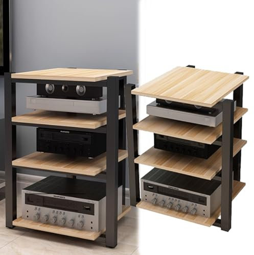 WLCGYD Audio Rack HiFi Regal Audio-Ständerturm, AV-Komponenten-Medienständer, Audio-Rack, CD-DVD-Plattenspielerhalter, Ecklagerregal Mit Stahlrahmen